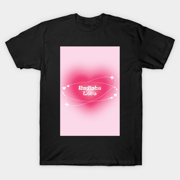 Radiate Love Pink Heart Aura T-Shirt by mystikwhale